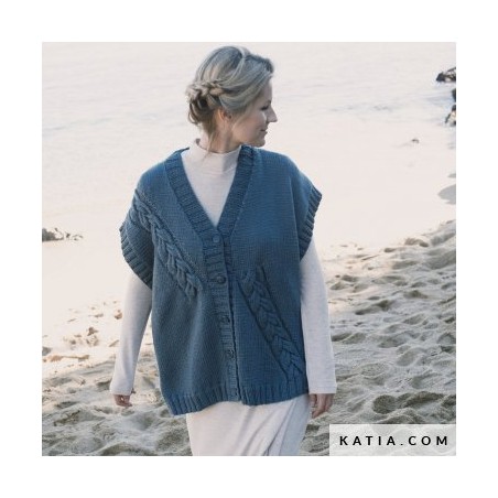 Gilet Femme Laine Pure Organic Wool Concept de Katia - Taille L