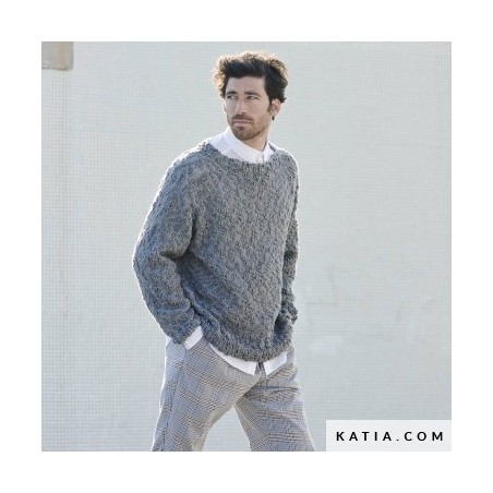 Pull circulaire pour homme en Cotton-Mérino Volume Concept Katia