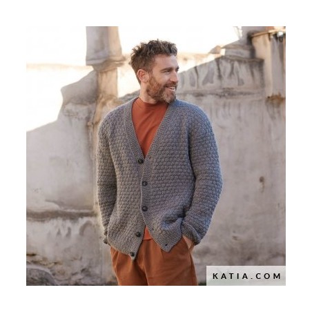 Gilet Homme en point de carré en Essential Alpaca Concept Katia