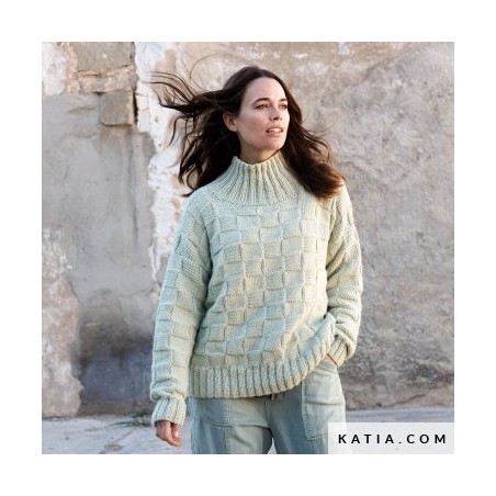 Pull Femme en point de damier en Essential Alpaca Concept Katia