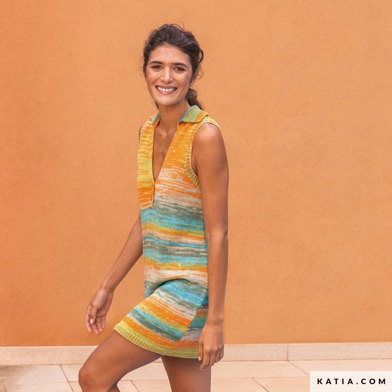 Robe à col V pour femme en Menfis Color de Katia