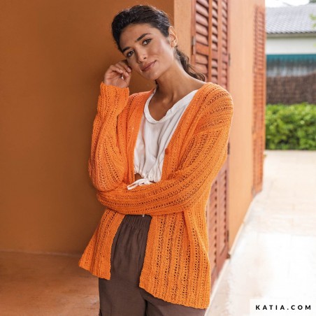 Gilet pour femme avec Lino 100% de Katia Gilet pour femme avec Lino 100% de Katia