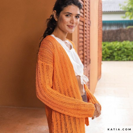 Gilet pour femme avec Lino 100% de Katia Gilet pour femme avec Lino 100% de Katia