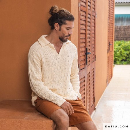 Pull homme col polo avec Cotton100% de Katia Pull homme col polo avec Cotton100% de Katia