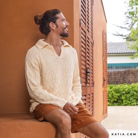 Pull homme col polo avec Cotton100% de Katia Pull homme col polo avec Cotton100% de Katia