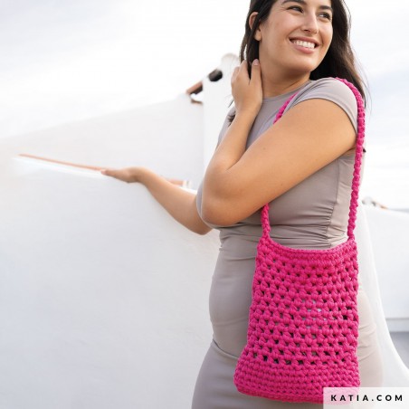 Sac crocheté en point de filet avec Big Ribbon de Katia Sac crocheté en point de filet avec Big Ribbon de Katia