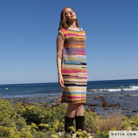 Robe au crochet avec Fair Cotton Diverso de Katia Robe au crochet avec Fair Cotton Diverso de Katia