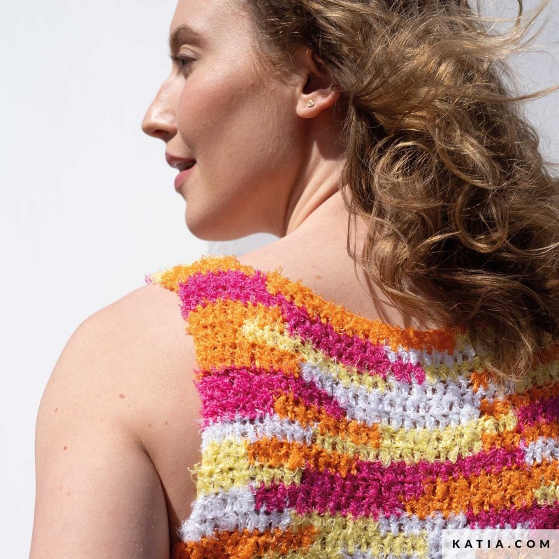 Top sans manches en intarsia avec Bel-Air de Katia
