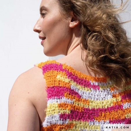 Top sans manches en intarsia avec Bel-Air de Katia Top sans manches en intarsia avec Bel-Air de Katia
