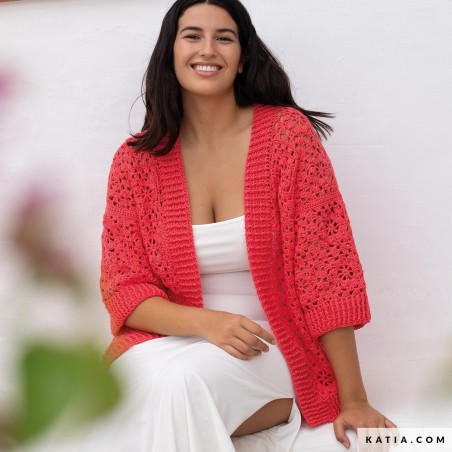 Gilet ouvert en Granny Square avec Cotton 100% de Katia Gilet ouvert en Granny Square avec Cotton 100% de Katia