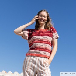 Pull manches courtes en crochet avec Alabama de Katia