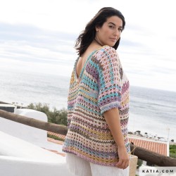 Pull en dentelle en crochet avec Fair Cotton Diverso de Katia