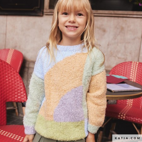 Pull enfant en intersia avec Pluma de Katia Pull enfant en intersia avec Pluma de Katia