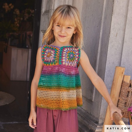 Haut en Granny Square avec Fair Cotton Granny de Katia Haut en Granny Square avec Fair Cotton Granny de Katia