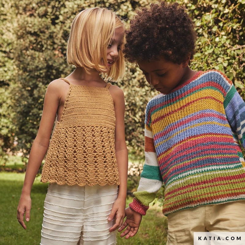 Pull enfant à tricoter avec Fair Cotton Diverso de Katia