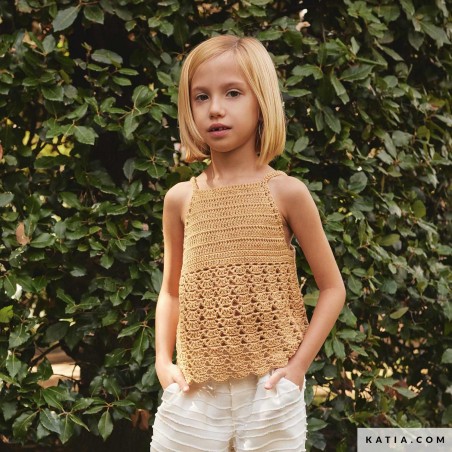 Top au crochet pour fillette avec Cotton-Yak de Katia Top au crochet pour fillette avec Cotton-Yak de Katia