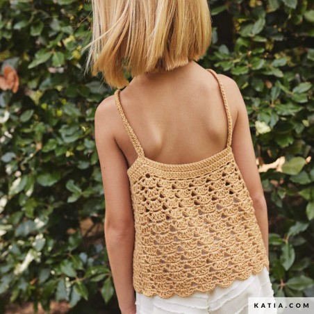 Top au crochet pour fillette avec Cotton-Yak de Katia Top au crochet pour fillette avec Cotton-Yak de Katia
