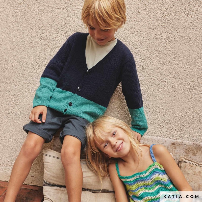 Gilet bicolore pour enfant avec Comfort Cashmère de Katia