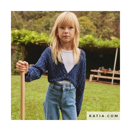 Mini Gilet pour enfant avec Summer Pon Pon de Katia Mini Gilet pour enfant avec Summer Pon Pon de Katia