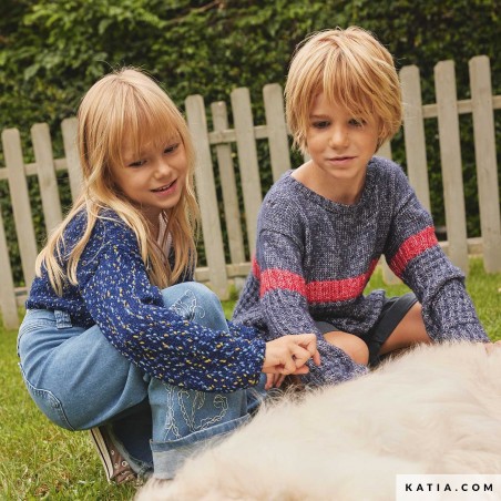 Mini Gilet pour enfant avec Summer Pon Pon de Katia Mini Gilet pour enfant avec Summer Pon Pon de Katia