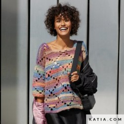 Pull à losanges en dentelle avec Aztéca de Katia