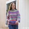 Pull Bottom-up tricoté en rond avec Aztéca de Katia Pull Bottom-up tricoté en rond avec Aztéca de Katia
