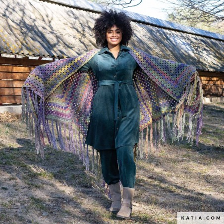 Châle au crochet pour femme avec Aztéca de Katia Châle au crochet pour femme avec Aztéca de Katia