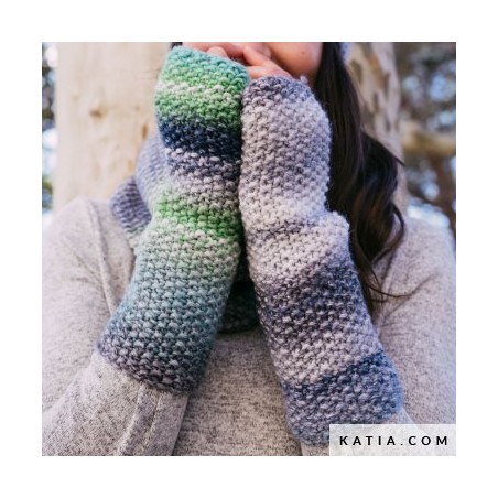 Mitaines au point de riz avec Aztéca de Katia Mitaines au point de riz avec Aztéca de Katia