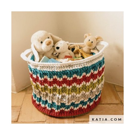 Panier au crochet avec Big Ribbon de Katia Panier au crochet avec Big Ribbon de Katia