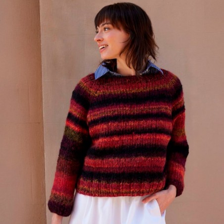 Pull basique tricoté en rond en Bohémian de Katia Concept Pull basique tricoté en rond en Bohémian de Katia Concept