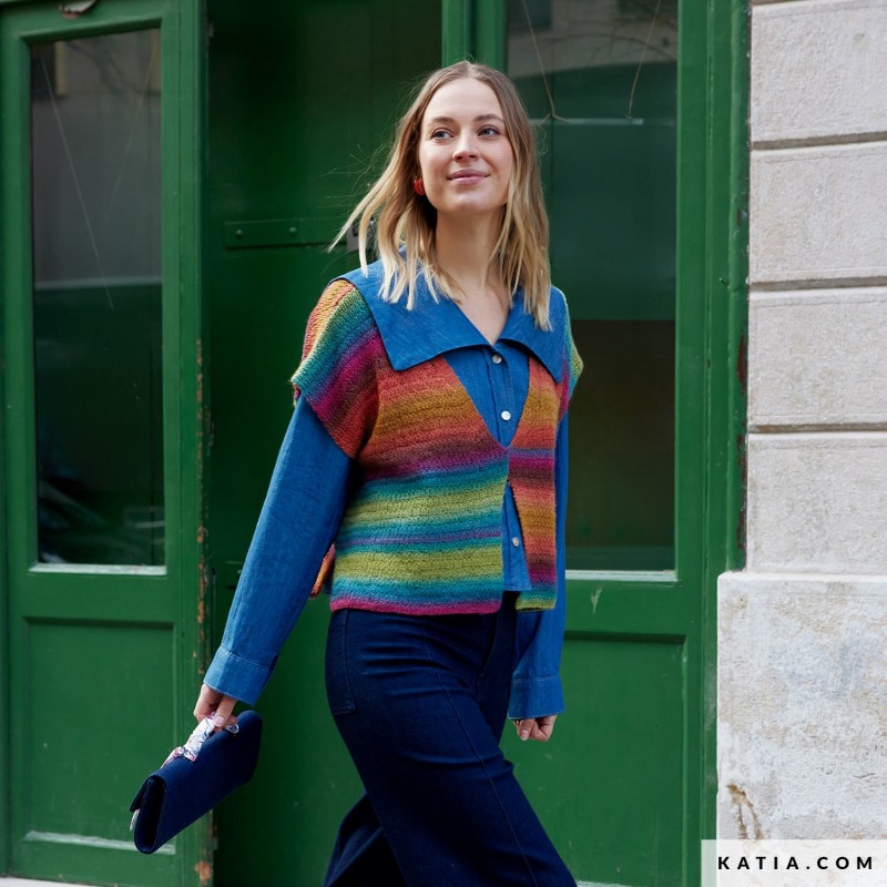 Gilet sans manches avec Silky Lace Rainbow de Katia Concept