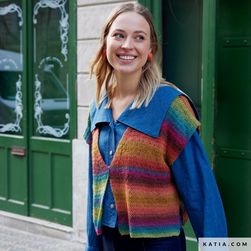 Gilet sans manches avec Silky Lace Rainbow de Katia Concept