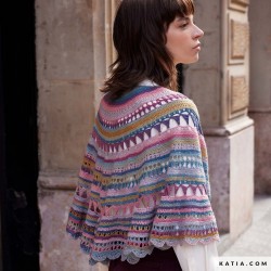Châle multicolore femme en Mérino Ombré Cotton de Katia