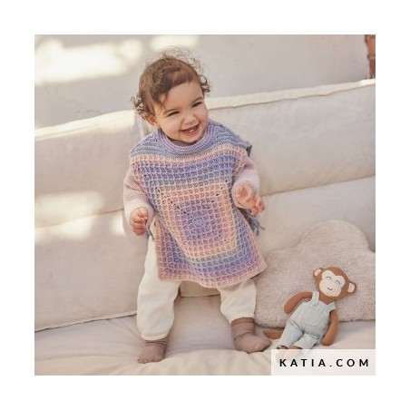 Poncho bébé avec Mérino Baby Aquarelle de Katia Poncho bébé avec Mérino Baby Aquarelle de Katia