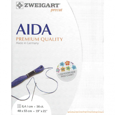 Toile Aïda 6,4 / cm - 16 ct à broder de Zweigart - 3251 / 100 Toile Aïda 6,4 / cm - 16 ct à broder de Zweigart - 3251 / 100