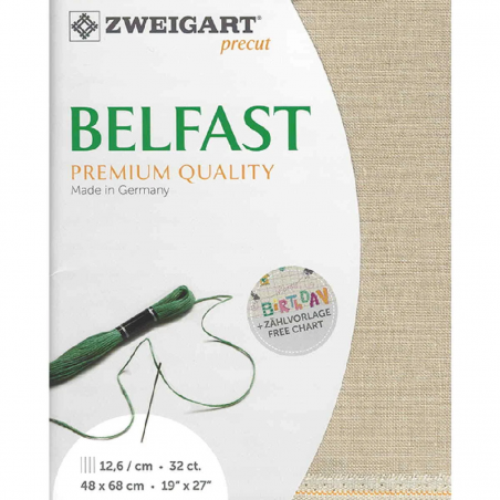 Toile Belfast à broder 12,6 points / cm - 32 ct de Zweigart - 3609 / 52 Toile Belfast à broder 12,6 points / cm - 32 ct de Zweigart - 3609 / 52