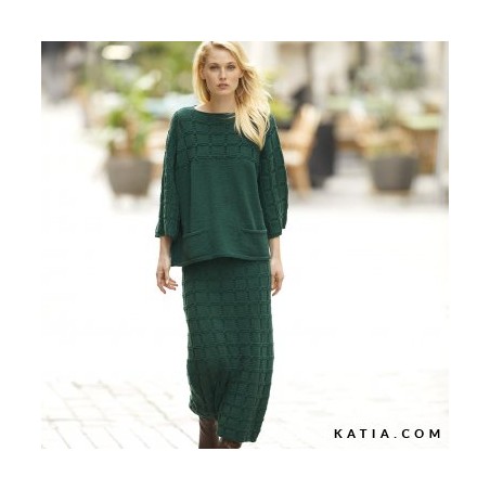 Jupe longue + Pull oversize avec Mérino 100% de Katia Jupe longue + Pull oversize avec Mérino 100% de Katia
