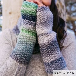 Mitaines au point de riz avec Aztéca de Katia