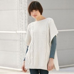 Poncho à torsades pour femme avec Basic Mérino de Katia