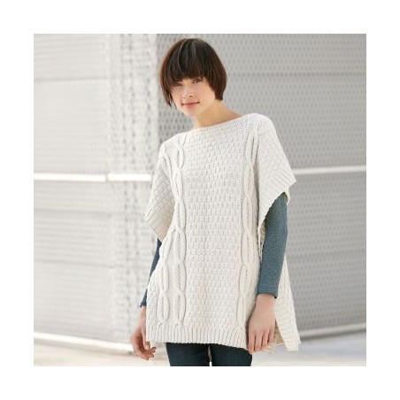 Poncho à torsades pour femme avec Basic Mérino de Katia Poncho à torsades pour femme avec Basic Mérino de Katia