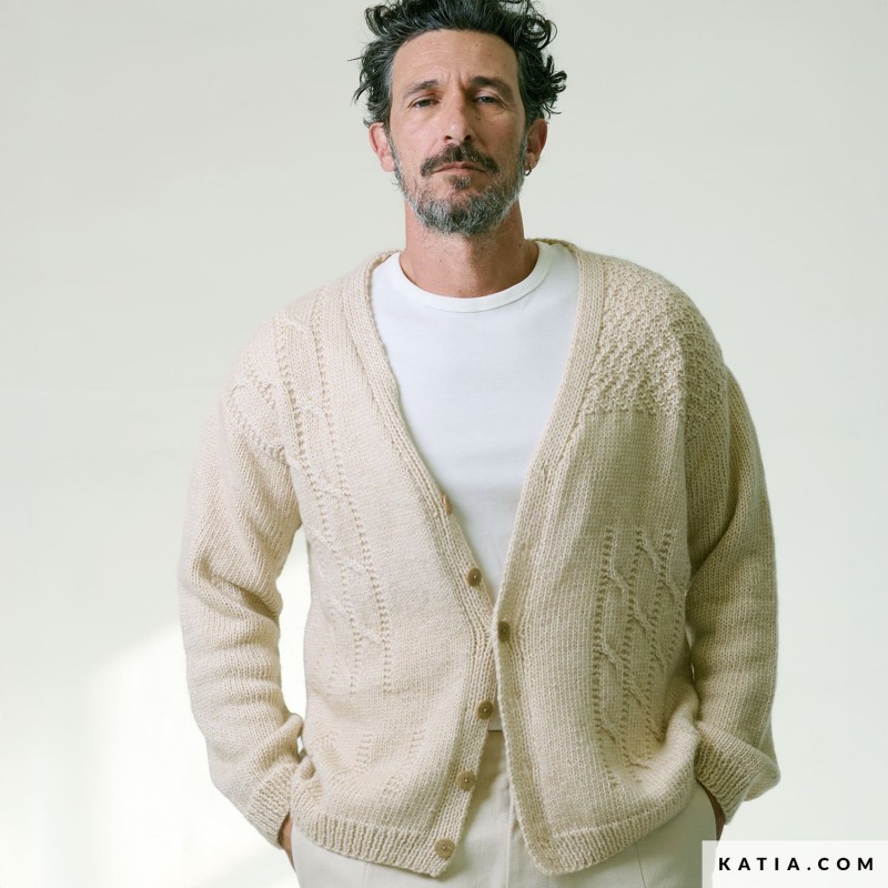 Gilet à col en V pour homme avec Cotton-Mérino de Katia