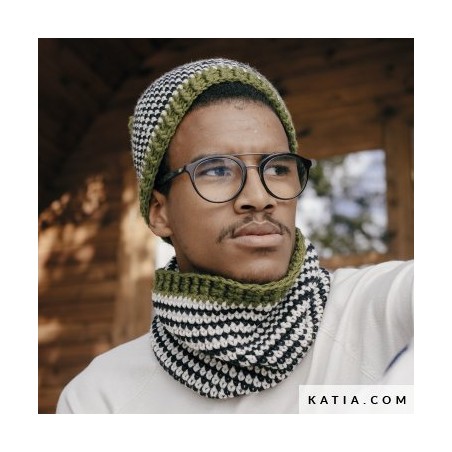 Snood et Bonnet rayés avec Mérino Aran de Katia Snood et Bonnet rayés avec Mérino Aran de Katia