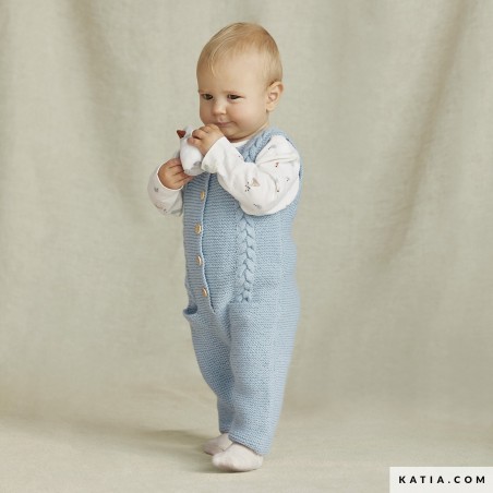 Combinaison à torsades et poches avec Mérino Baby de Katia