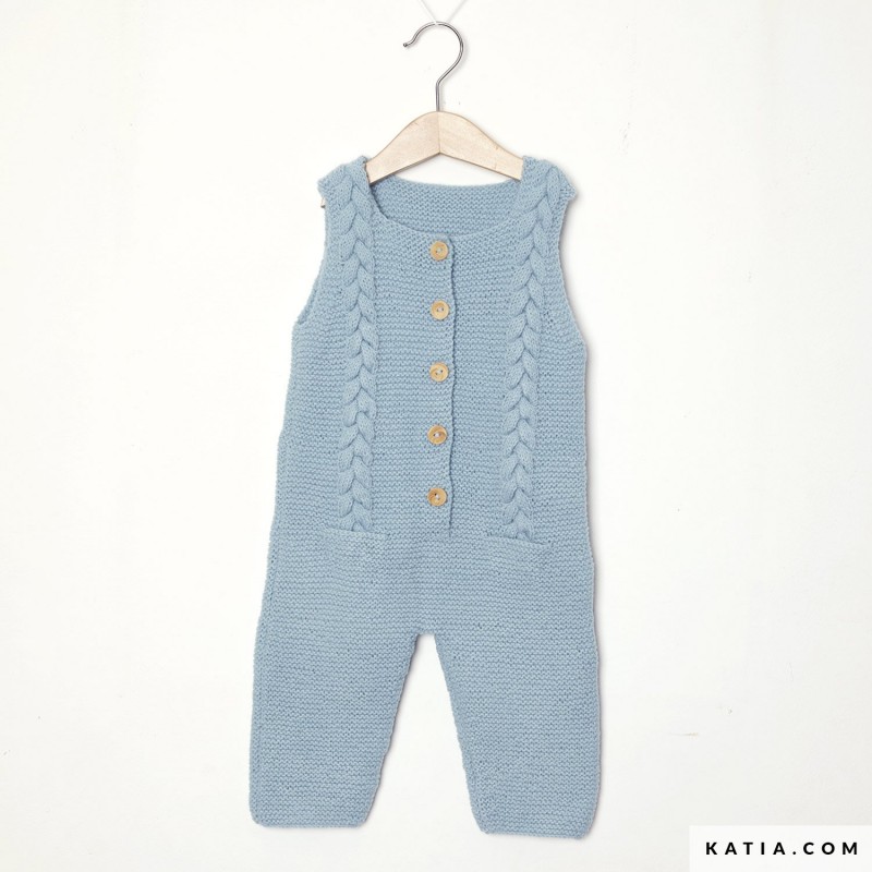 Combinaison à torsades et poches avec Mérino Baby de Katia