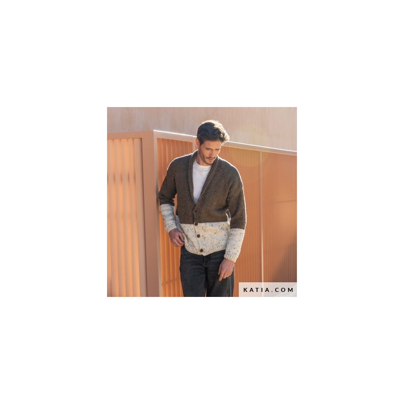 Gilet bicolore pour Homme en Bulky Tweed de Katia