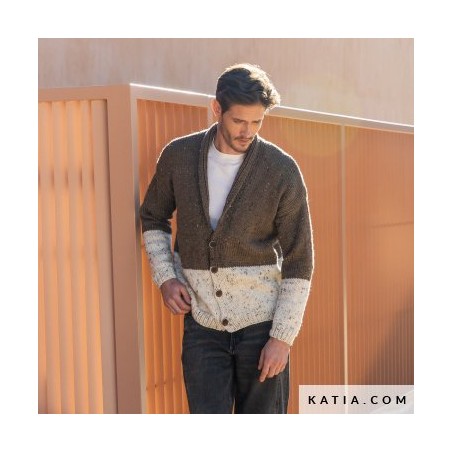 Gilet bicolore pour Homme en Bulky Tweed de Katia