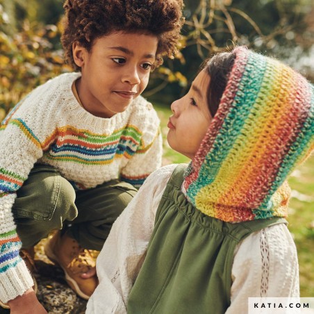 Cagoule à crocheter pour fille avec Funny Aztéca de Katia Cagoule à crocheter pour fille avec Funny Aztéca de Katia