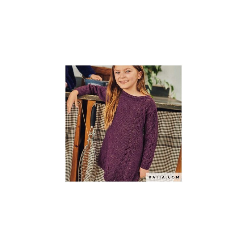 Robe à torsades avec Cotton-Mérino Fine de Katia