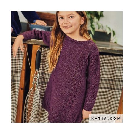 Robe à torsades avec Cotton-Mérino Fine de Katia