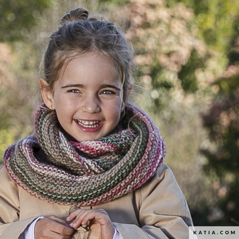 Snood enfant aux aiguilles circulaires avec Aztéca de Katia